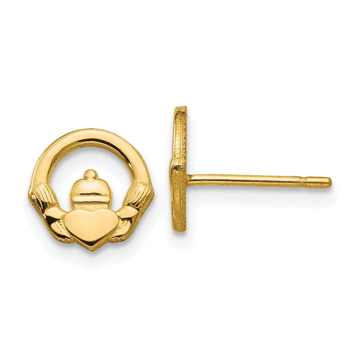 Lovely Rita's Earrings 14k Yellow Gold Claddagh Post Earrings