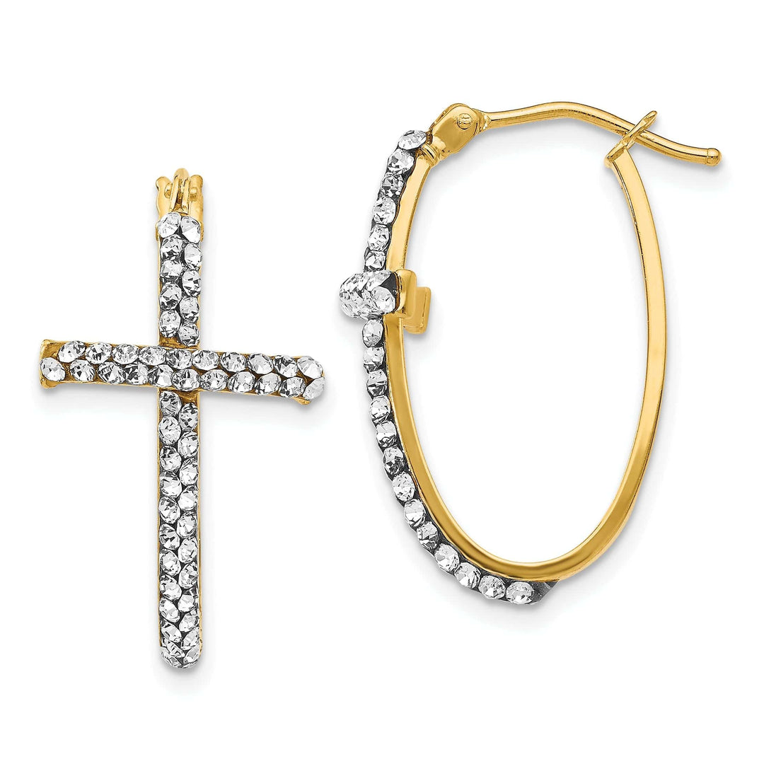 Lovely Rita's Earrings 14k Yellow Gold Crystals Swarovski Cross Earrings