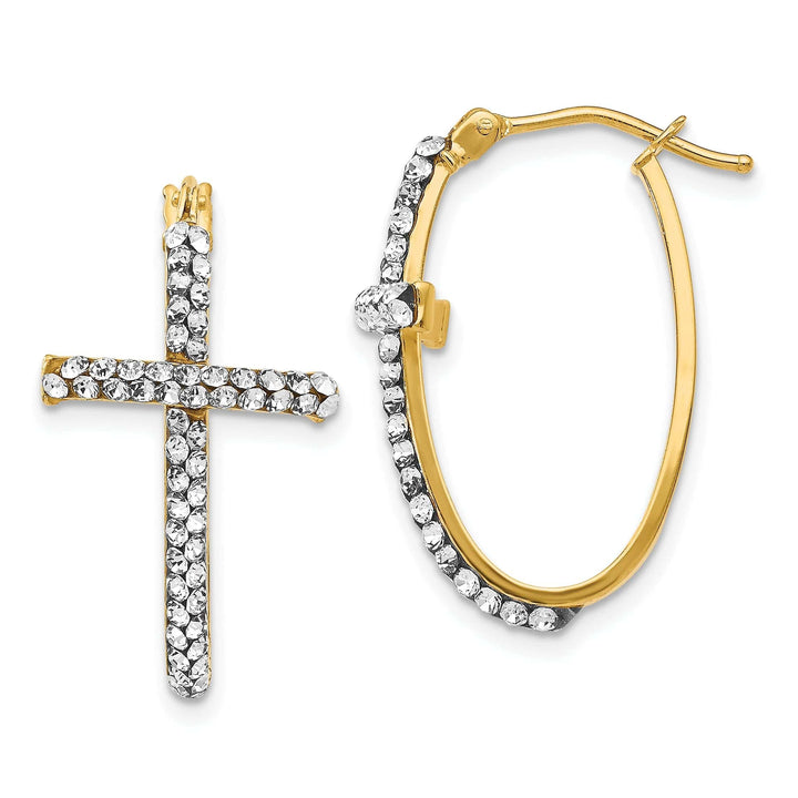 Lovely Rita's Earrings 14k Yellow Gold Crystals Swarovski Cross Earrings