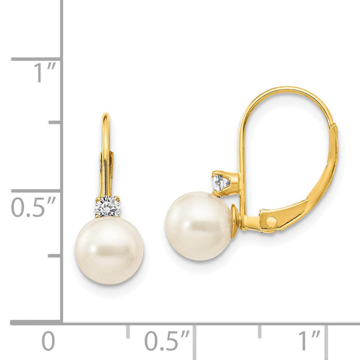 Lovely Rita's Earrings 14k Yellow Gold Cultured Pearl Diamond Earrings