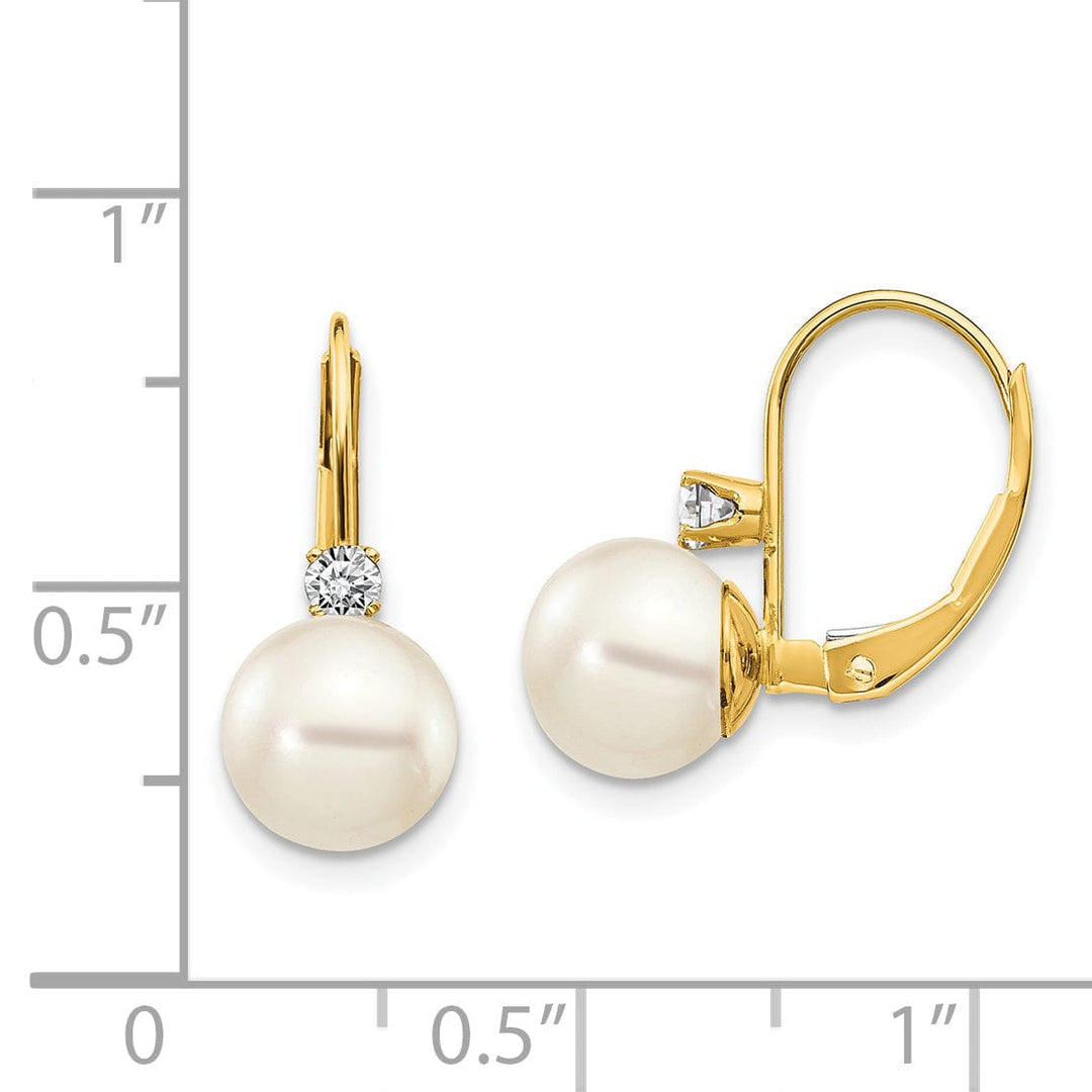 Lovely Rita's Earrings 14k Yellow Gold Cultured Pearl Diamond Earrings