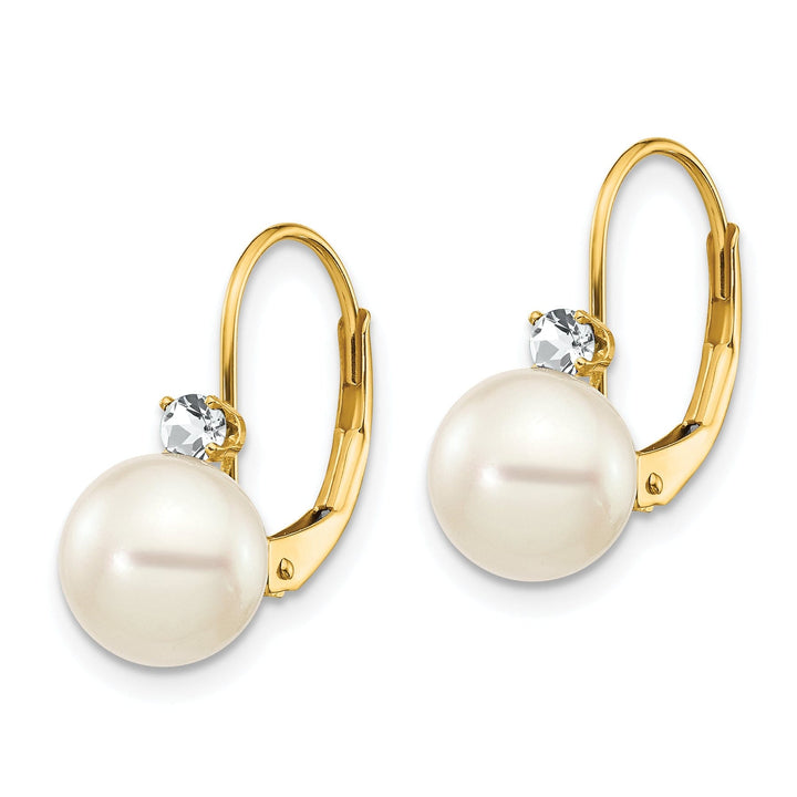 Lovely Rita's Earrings 14k Yellow Gold Cultured Pearl Diamond Earrings