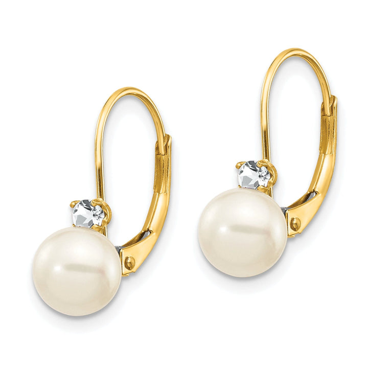 Lovely Rita's Earrings 14k Yellow Gold Cultured Pearl Diamond Earrings