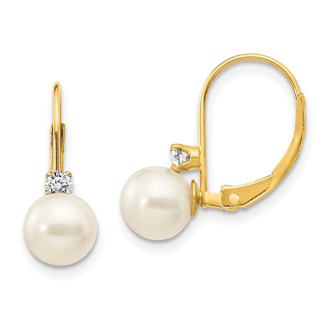Lovely Rita's Earrings 14k Yellow Gold Cultured Pearl Diamond Earrings