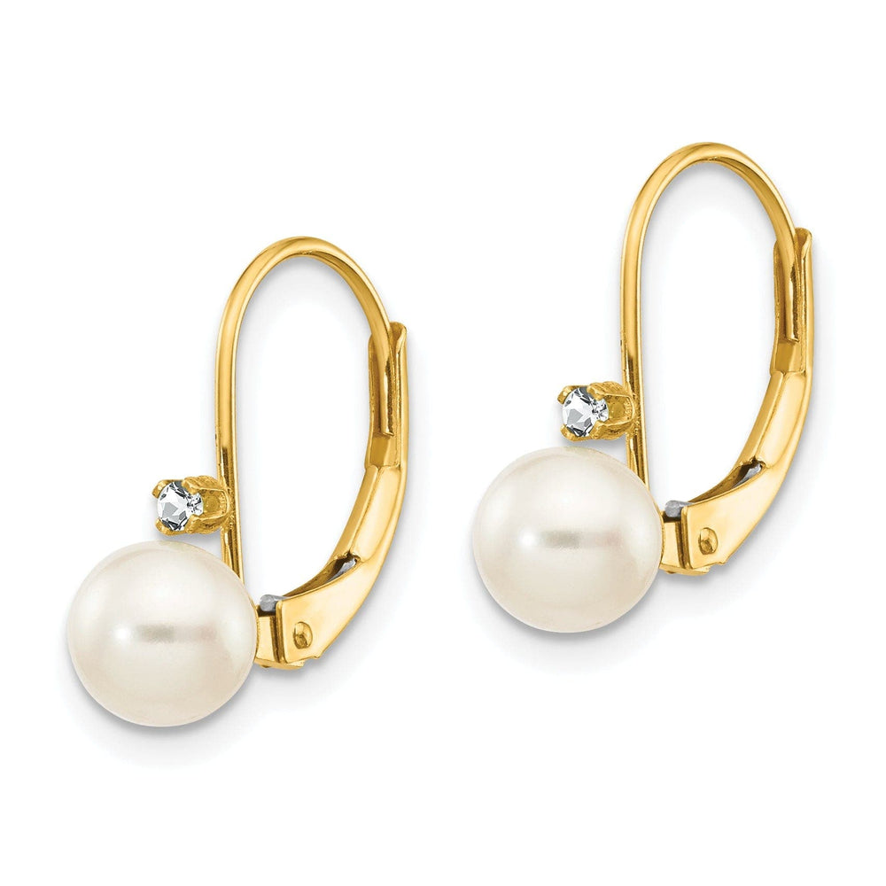 Lovely Rita's Earrings 14k Yellow Gold Cultured Pearl Diamond Earrings