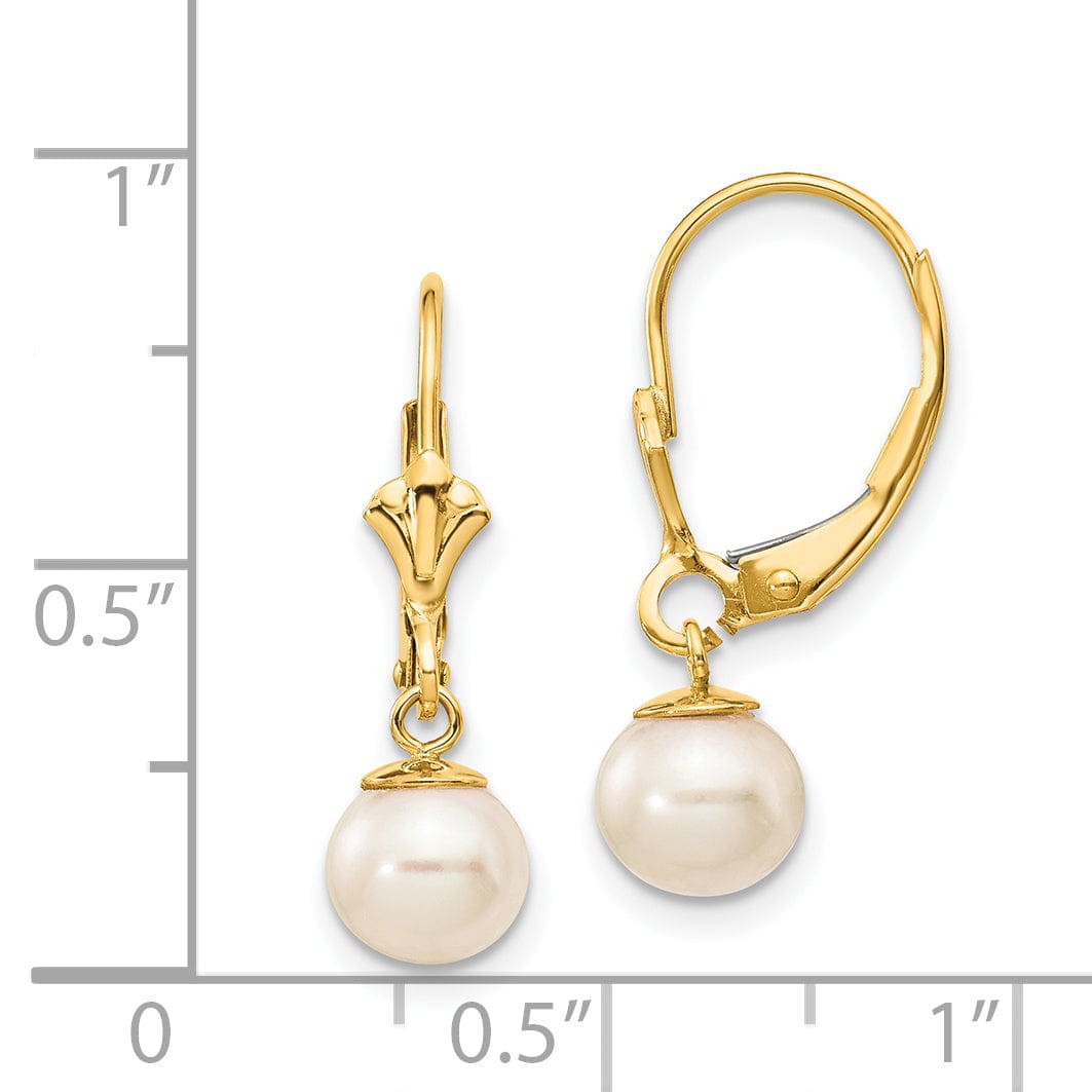 Lovely Rita's Earrings 14k Yellow Gold Cultured Pearl Leverback Earrings