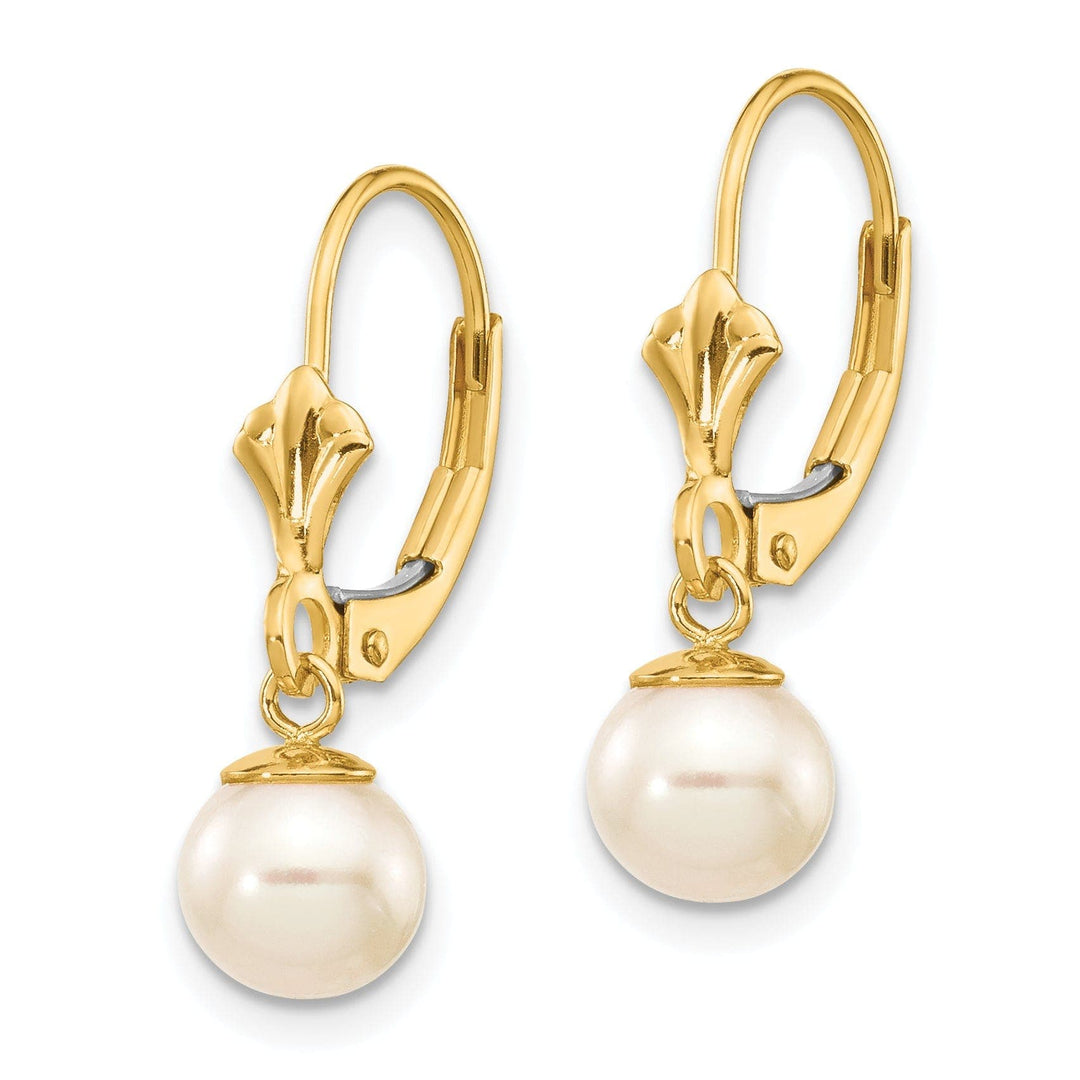 Lovely Rita's Earrings 14k Yellow Gold Cultured Pearl Leverback Earrings