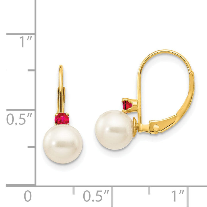 Lovely Rita's Earrings 14k Yellow Gold Cultured Pearl Ruby Earrings