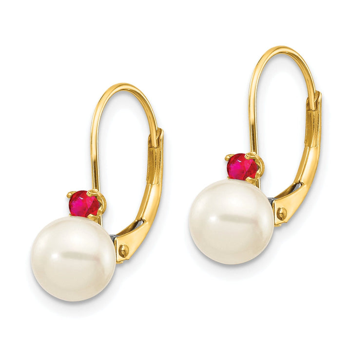 Lovely Rita's Earrings 14k Yellow Gold Cultured Pearl Ruby Earrings
