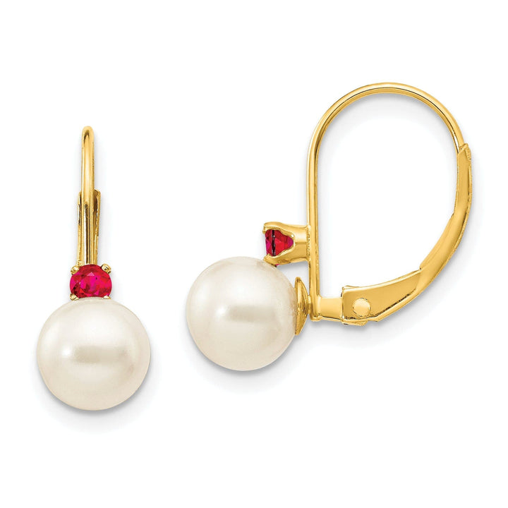 Lovely Rita's Earrings 14k Yellow Gold Cultured Pearl Ruby Earrings