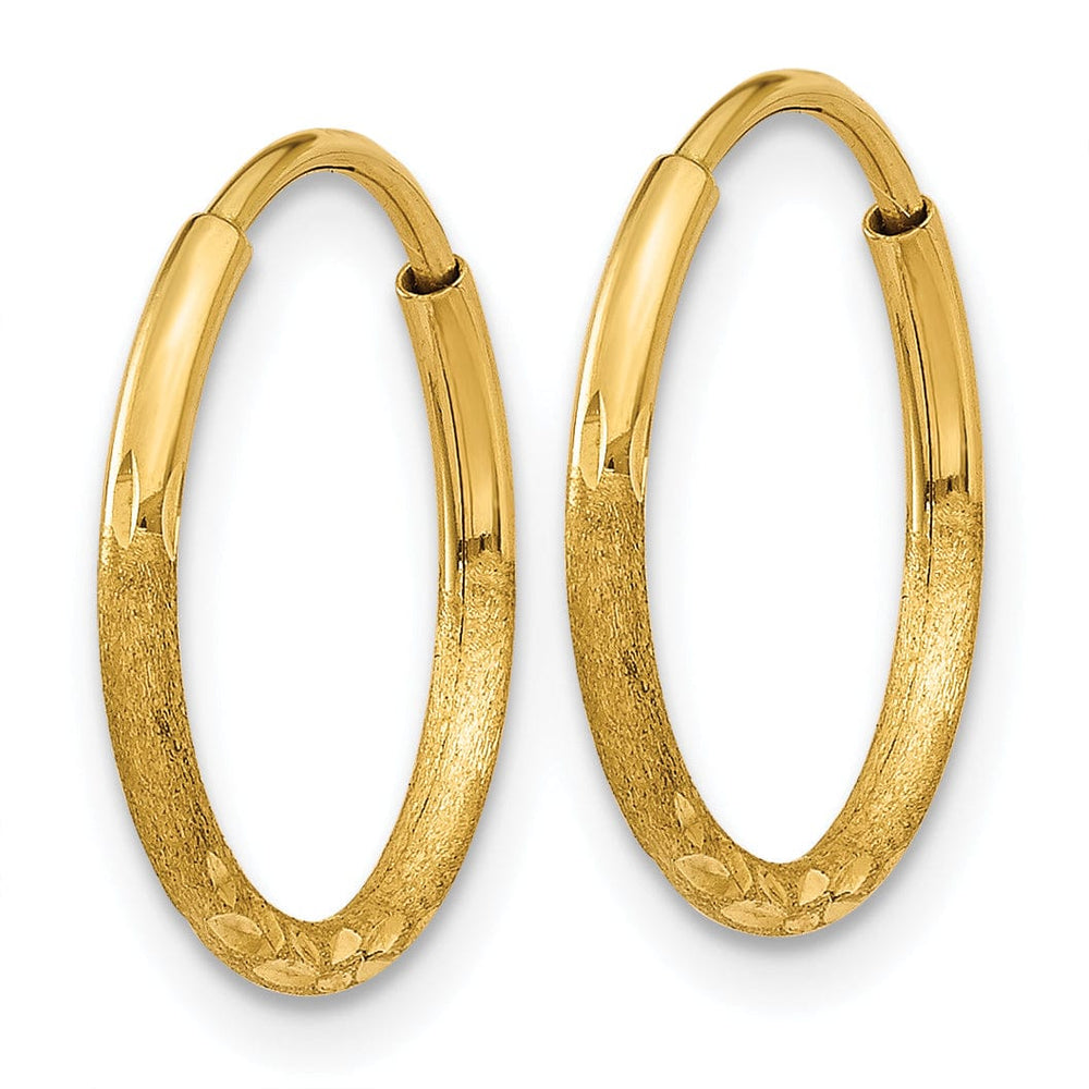 Lovely Rita's Earrings 14k Yellow Gold D.C Endless Hoops 1.25mm x 12mm