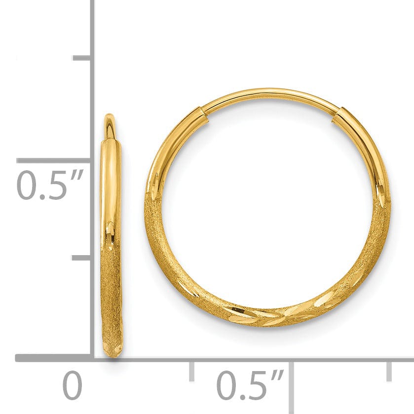 Lovely Rita's Earrings 14k Yellow Gold D.C Endless Hoops 1.25mm x 14mm