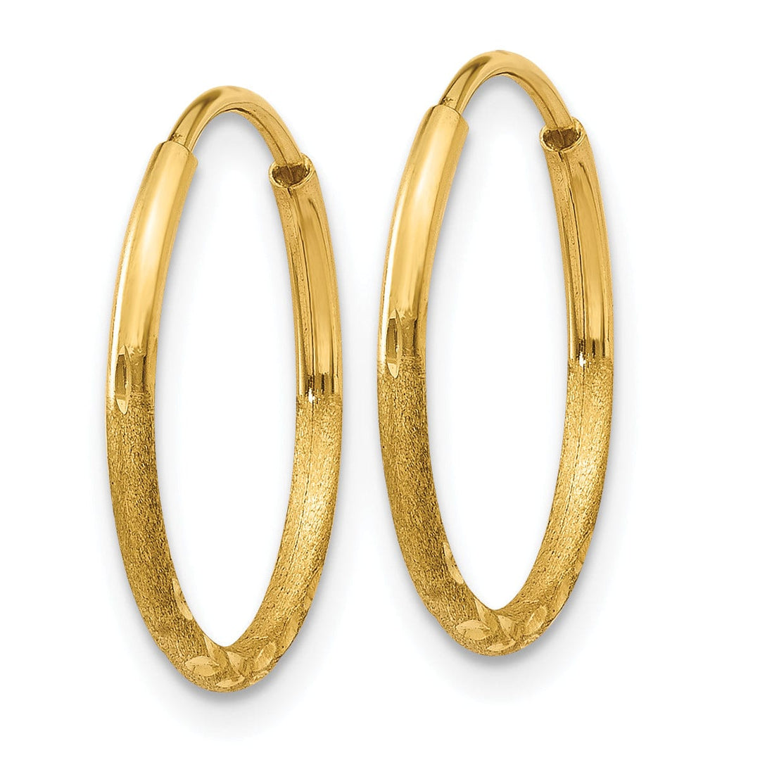 Lovely Rita's Earrings 14k Yellow Gold D.C Endless Hoops 1.25mm x 14mm