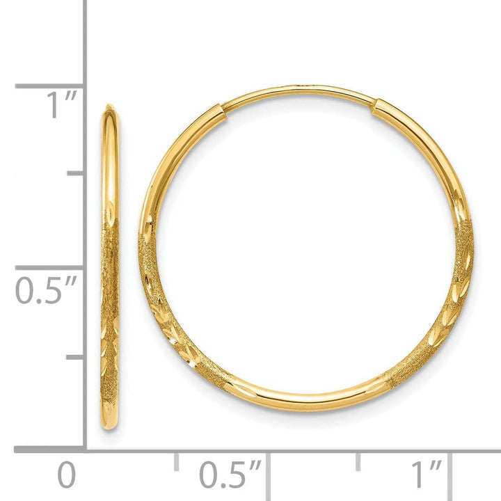 Lovely Rita's Earrings 14k Yellow Gold D.C Endless Hoops 1.25mm x 21mm