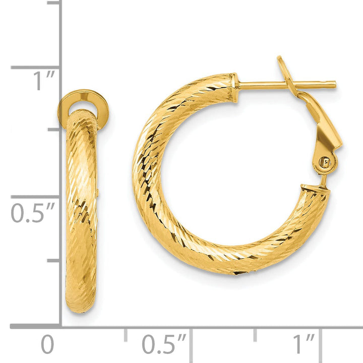 Lovely Rita's Earrings 14k Yellow Gold D.C Round Omega Hoop Earrings
