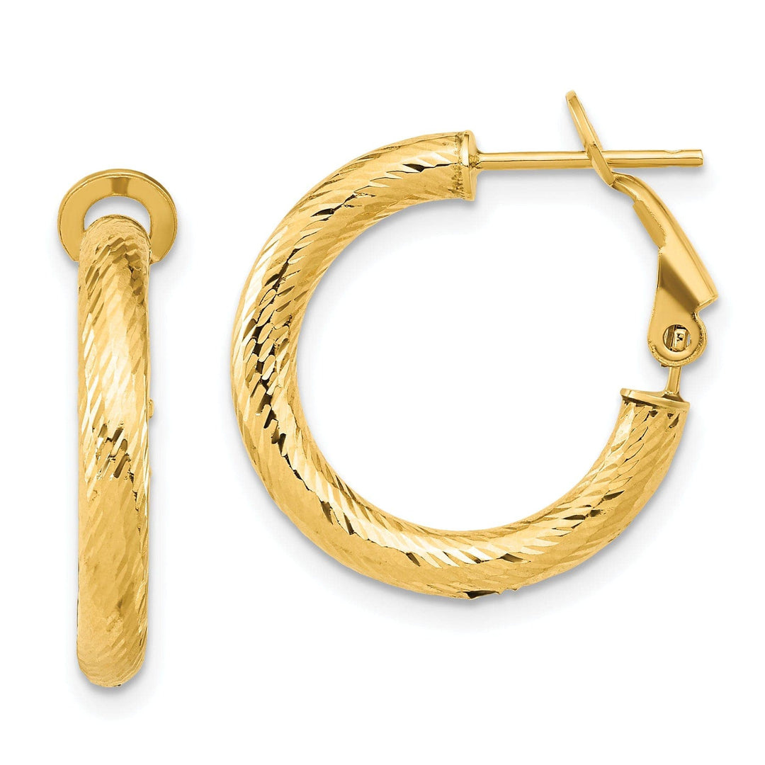 Lovely Rita's Earrings 14k Yellow Gold D.C Round Omega Hoop Earrings