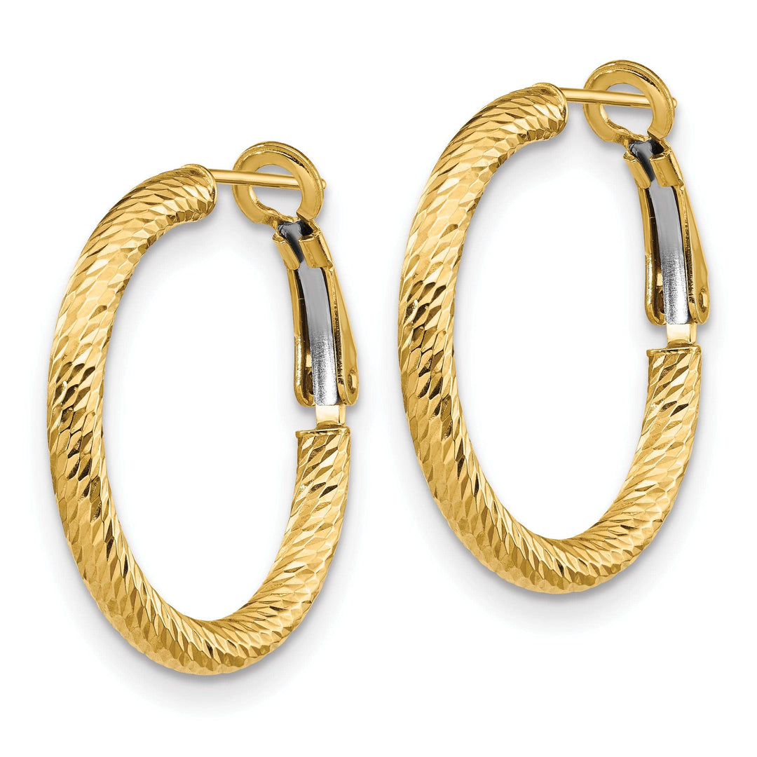 Lovely Rita's Earrings 14k Yellow Gold D.C Round Omega Hoop Earrings