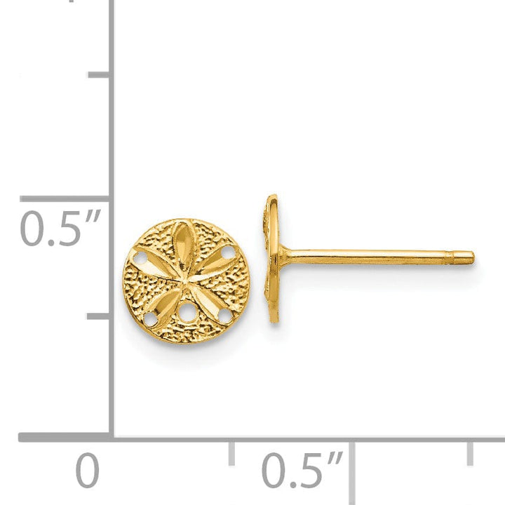 Lovely Rita's Earrings 14k Yellow Gold D.C Sand Dollar Post Earrings