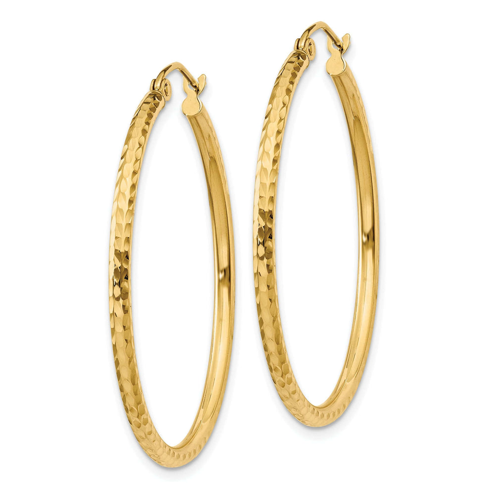 Lovely Rita's Earrings 14k Yellow Gold Diamond Cut 2MM Hoop Earrings