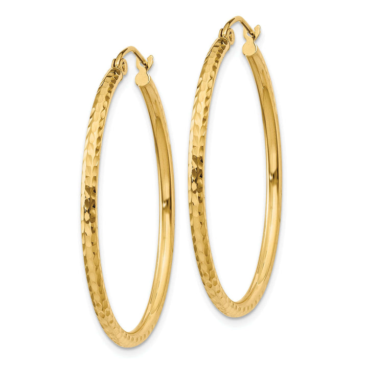 Lovely Rita's Earrings 14k Yellow Gold Diamond Cut 2MM Hoop Earrings