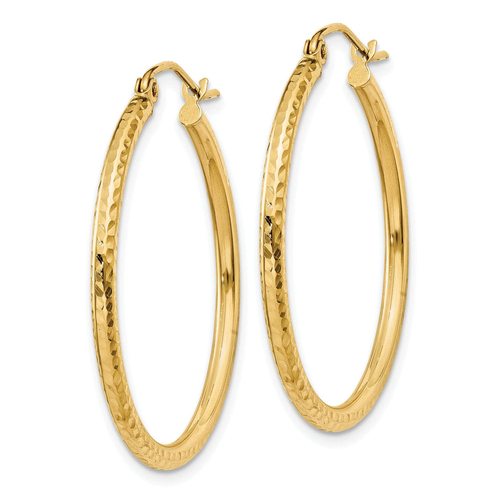 Lovely Rita's Earrings 14k Yellow Gold Diamond Cut 2MM Hoop Earrings