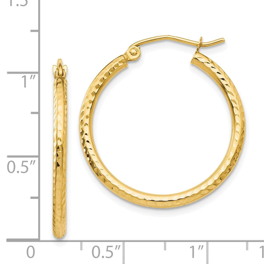 Lovely Rita's Earrings 14k Yellow Gold Diamond Cut 2MM Hoop Earrings