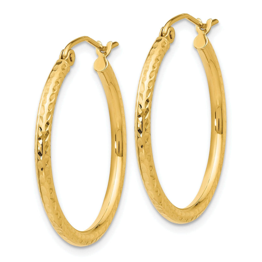 Lovely Rita's Earrings 14k Yellow Gold Diamond Cut 2MM Hoop Earrings