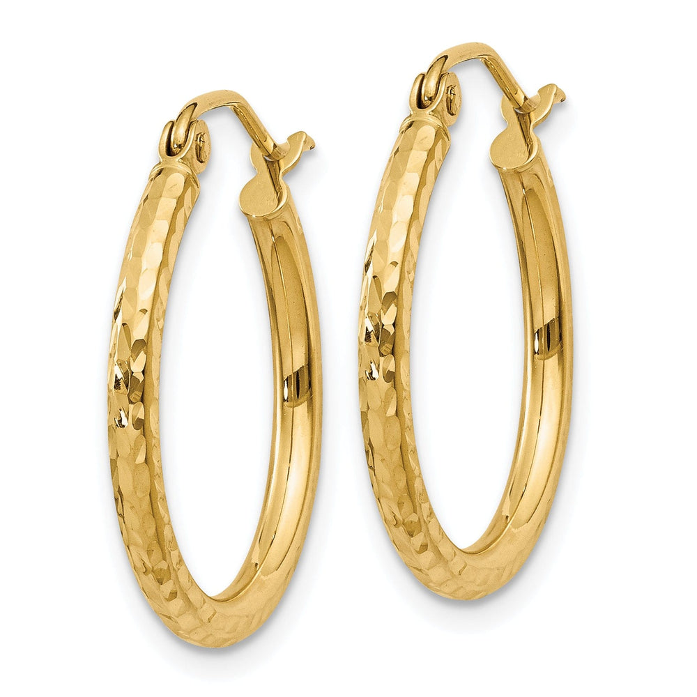 Lovely Rita's Earrings 14k Yellow Gold Diamond Cut 2MM Hoop Earrings