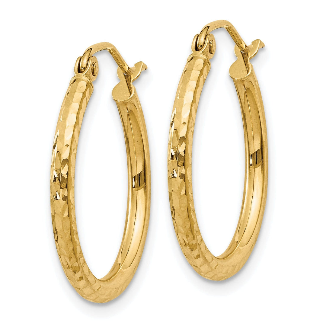 Lovely Rita's Earrings 14k Yellow Gold Diamond Cut 2MM Hoop Earrings