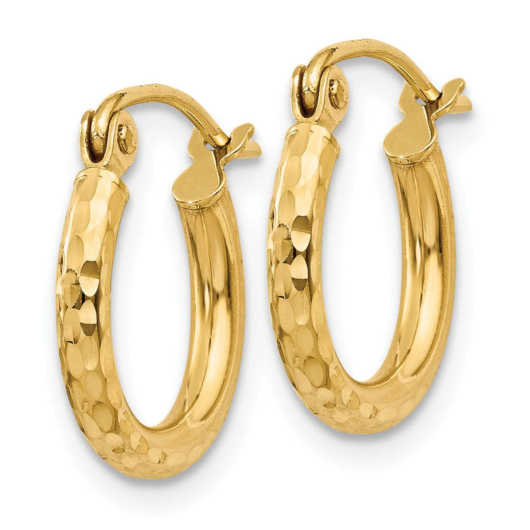 Lovely Rita's Earrings 14k Yellow Gold Diamond Cut 2MM Hoop Earrings