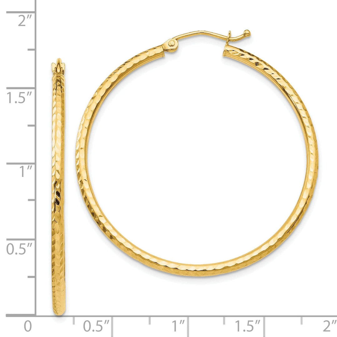 Lovely Rita's Earrings 14k Yellow Gold Diamond Cut 2MM Hoop Earrings