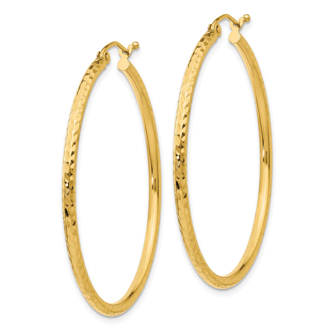Lovely Rita's Earrings 14k Yellow Gold Diamond Cut 2MM Hoop Earrings