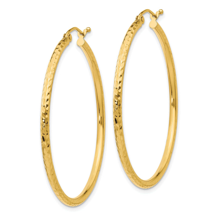 Lovely Rita's Earrings 14k Yellow Gold Diamond Cut 2MM Hoop Earrings