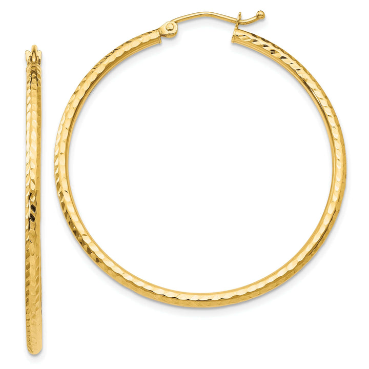 Lovely Rita's Earrings 14k Yellow Gold Diamond Cut 2MM Hoop Earrings