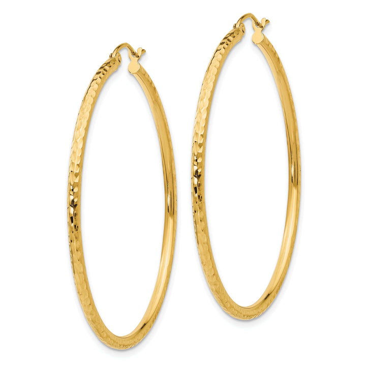 Lovely Rita's Earrings 14k Yellow Gold Diamond Cut 2MM Hoop Earrings