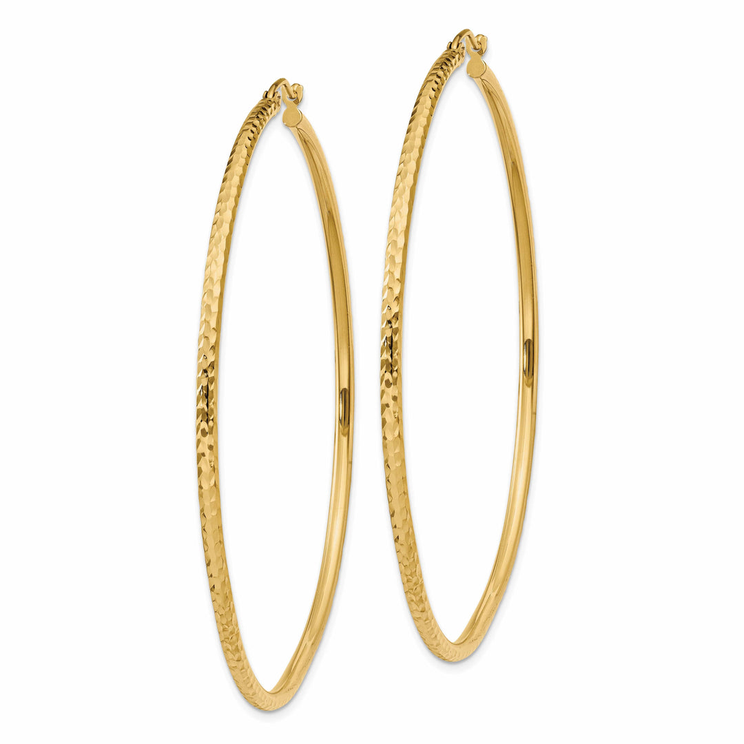 Lovely Rita's Earrings 14k Yellow Gold Diamond Cut 2MM Hoop Earrings