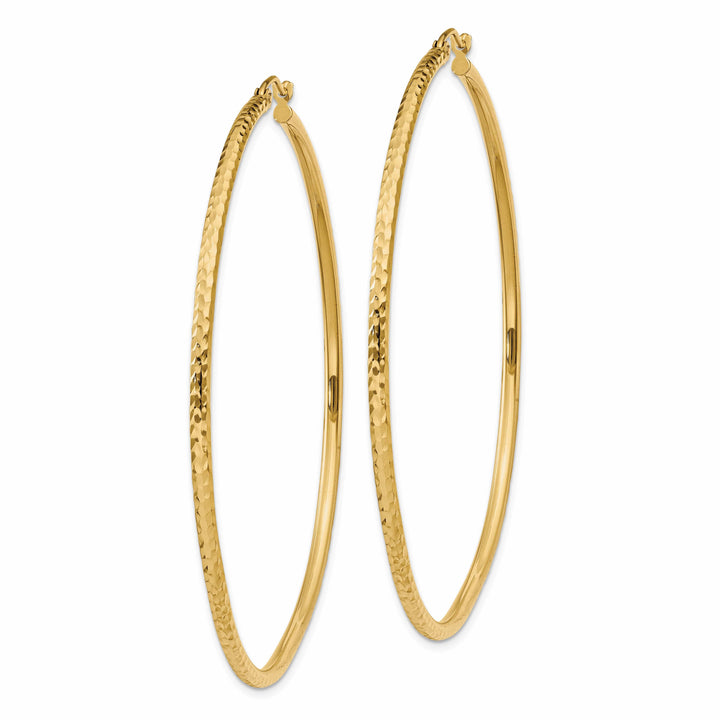 Lovely Rita's Earrings 14k Yellow Gold Diamond Cut 2MM Hoop Earrings