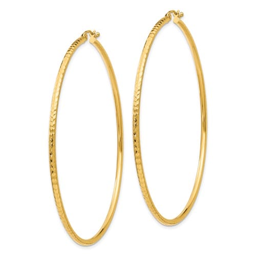 Lovely Rita's Earrings 14k Yellow Gold Diamond Cut 2MM Hoop Earrings