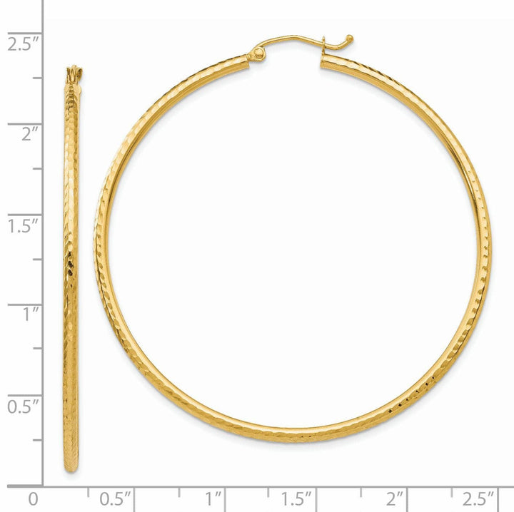 Lovely Rita's Earrings 14k Yellow Gold Diamond Cut 2MM Hoop Earrings