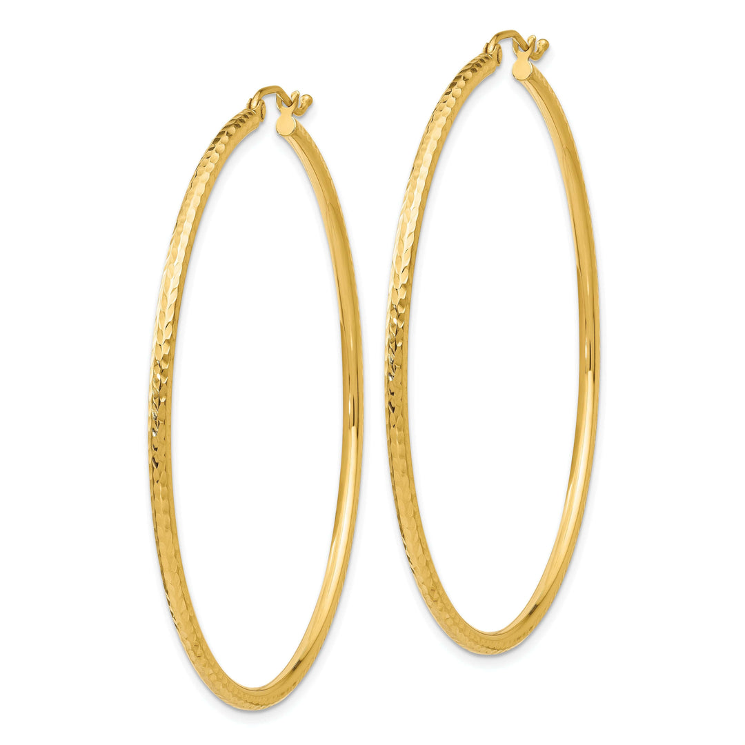 Lovely Rita's Earrings 14k Yellow Gold Diamond Cut 2MM Hoop Earrings