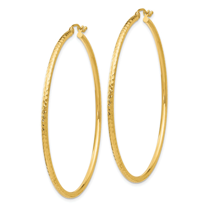 Lovely Rita's Earrings 14k Yellow Gold Diamond Cut 2MM Hoop Earrings