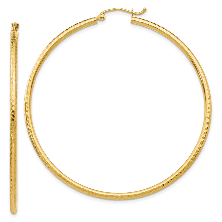 Lovely Rita's Earrings 14k Yellow Gold Diamond Cut 2MM Hoop Earrings