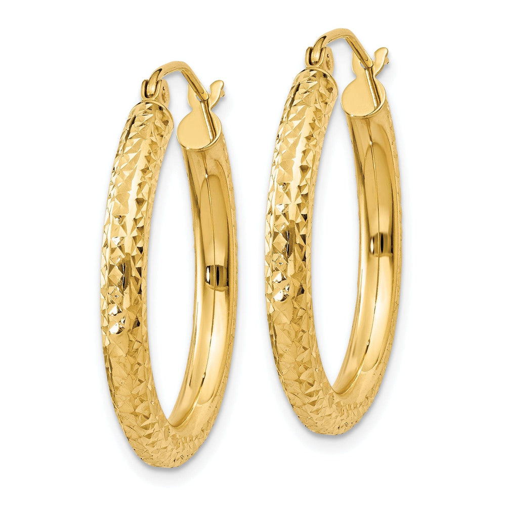 Lovely Rita's Earrings 14k Yellow Gold Diamond Cut 3MM Hoop Earrings