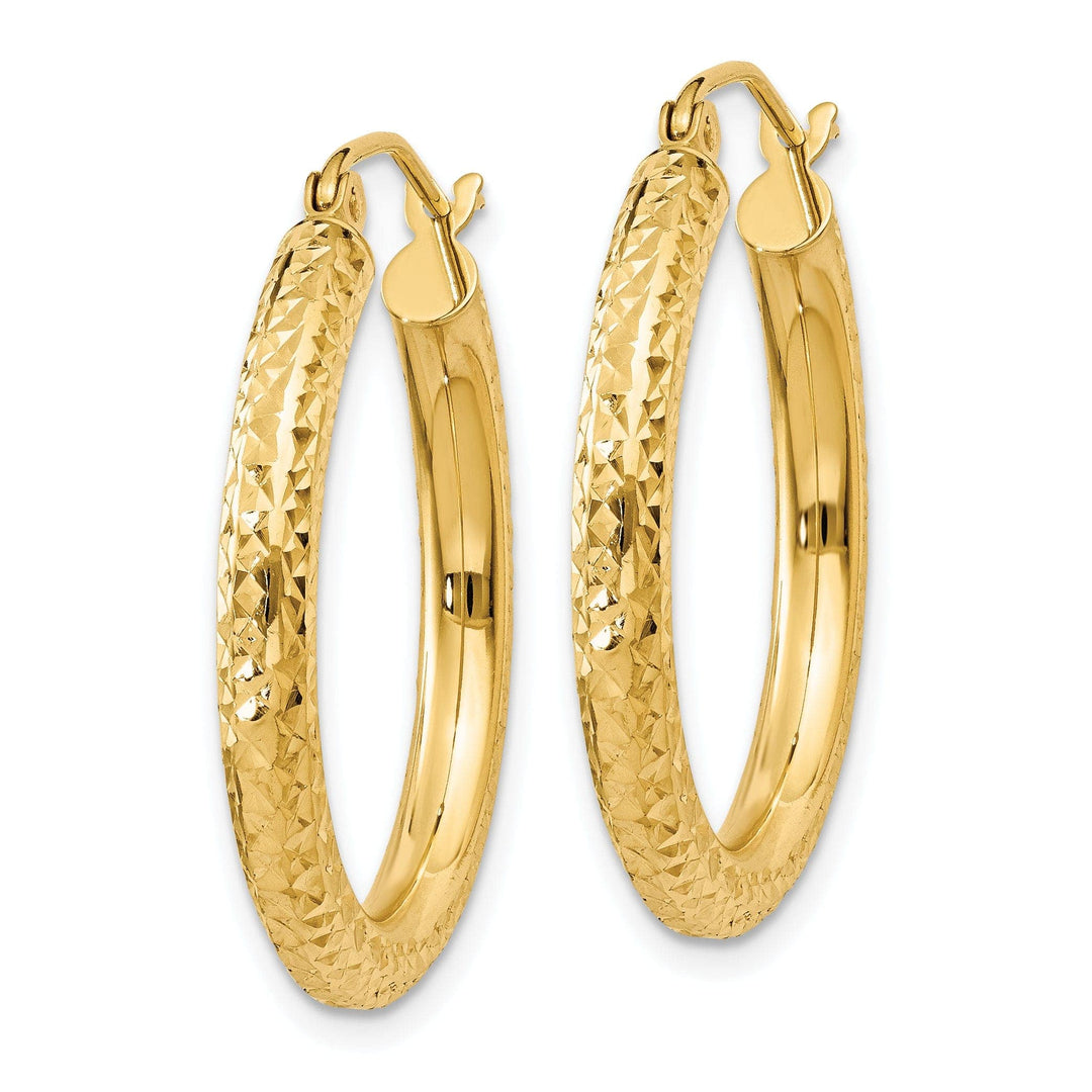 Lovely Rita's Earrings 14k Yellow Gold Diamond Cut 3MM Hoop Earrings