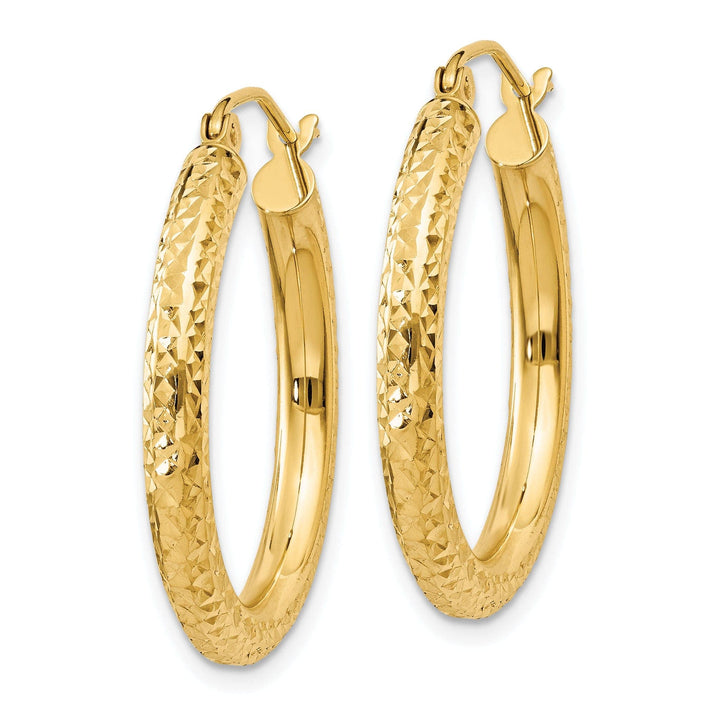 Lovely Rita's Earrings 14k Yellow Gold Diamond Cut 3MM Hoop Earrings
