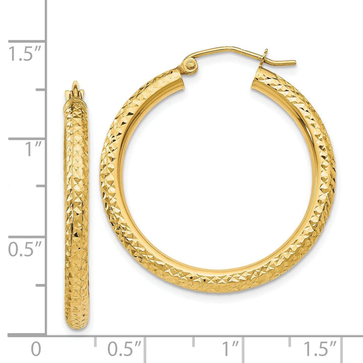 Lovely Rita's Earrings 14k Yellow Gold Diamond Cut 3MM Hoop Earrings