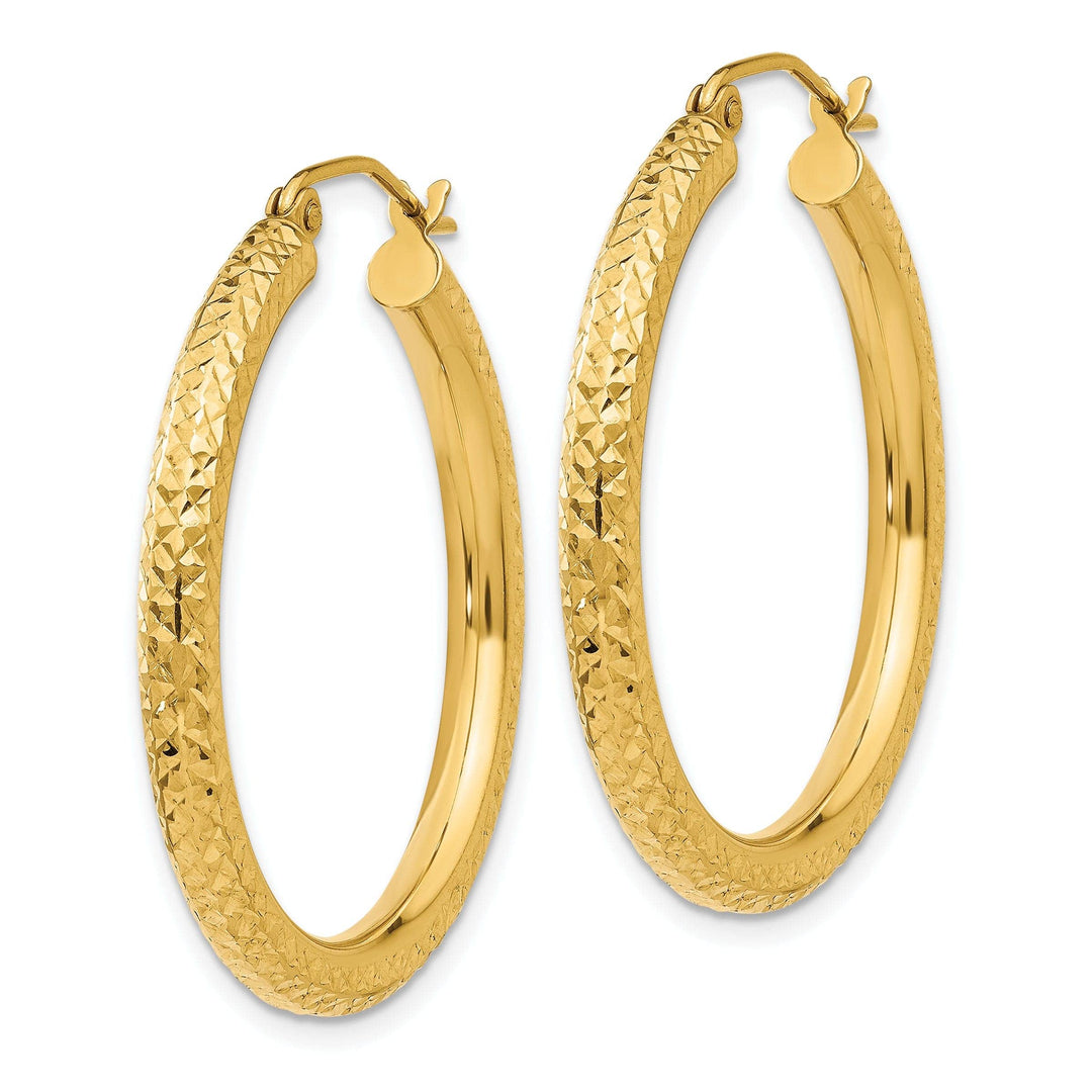 Lovely Rita's Earrings 14k Yellow Gold Diamond Cut 3MM Hoop Earrings