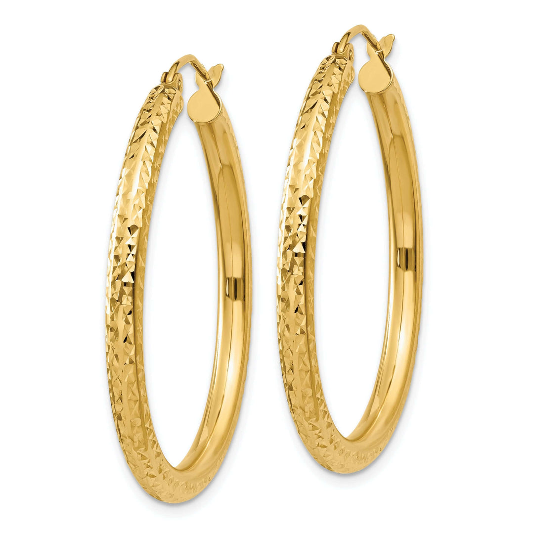 Lovely Rita's Earrings 14k Yellow Gold Diamond Cut 3MM Hoop Earrings