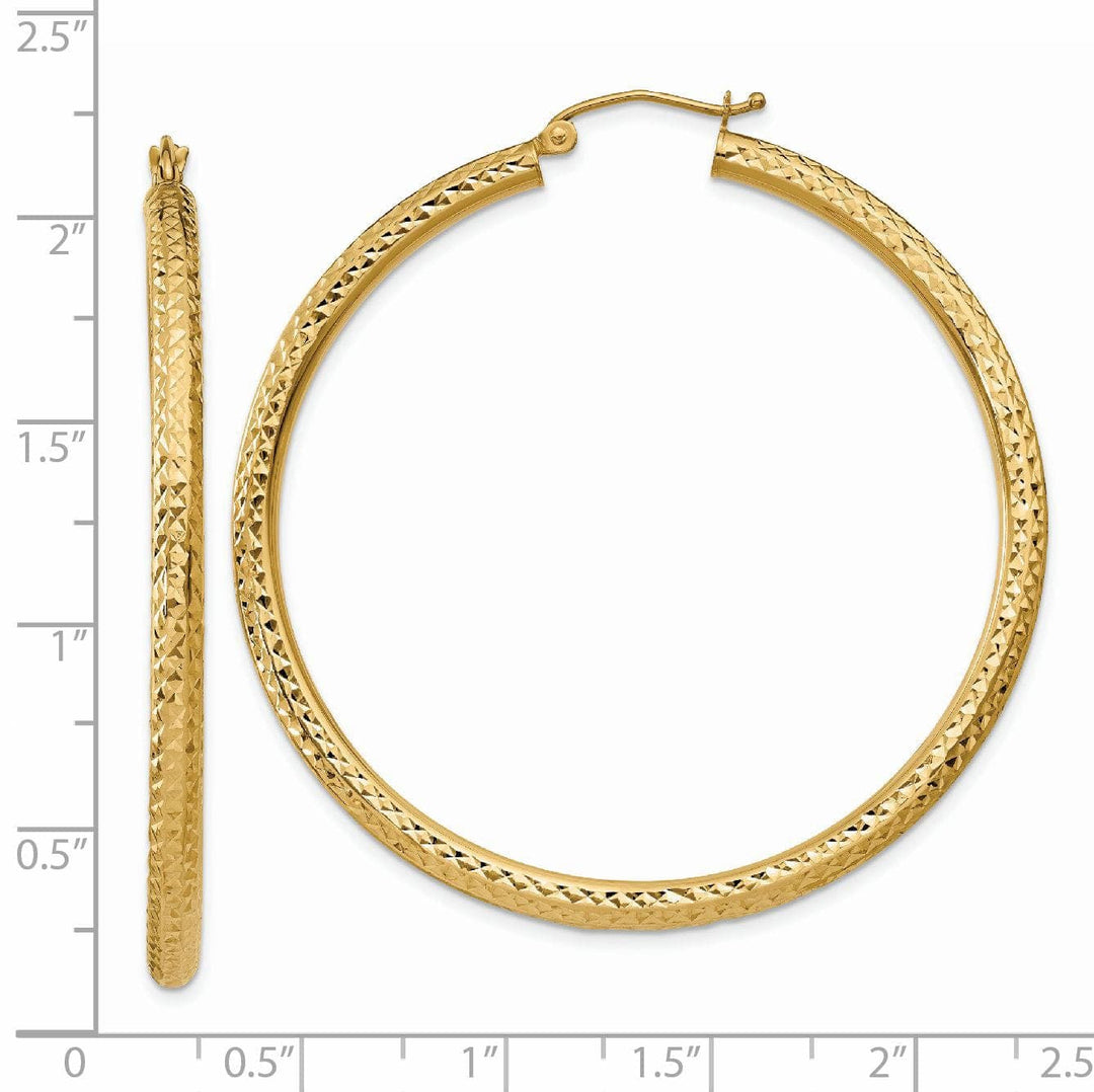 Lovely Rita's Earrings 14k Yellow Gold Diamond Cut 3MM Hoop Earrings