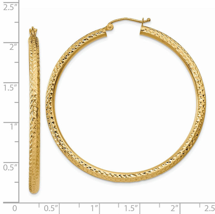 Lovely Rita's Earrings 14k Yellow Gold Diamond Cut 3MM Hoop Earrings